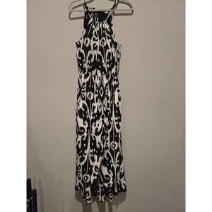 Athleta Women's M Black Ikat Bloom Halter Maxi Dress Casual Spring